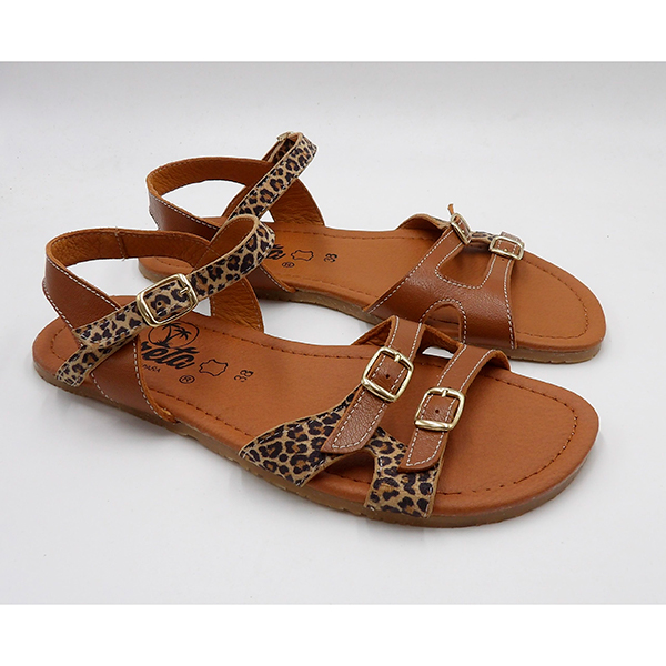 Sandalia Terreta Baix Cuero Leopardo